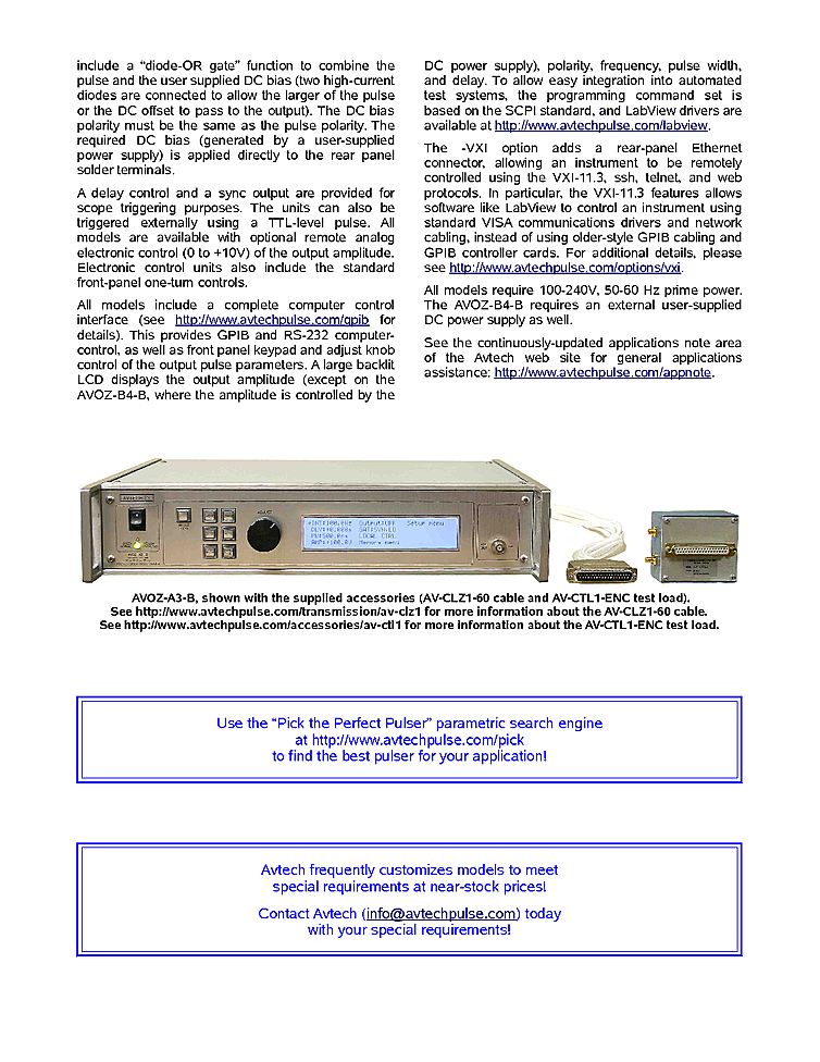 Avtech Fast Rise Time Pulsed Laser Diode Driver