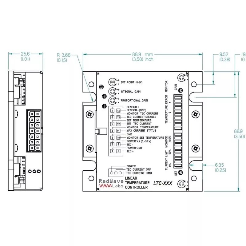 LTC Series TEC Controller Dimensions