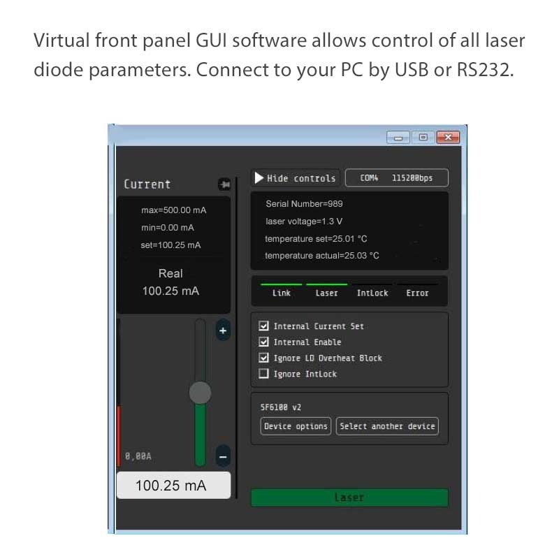 SF8150-ZIF14 laser diode driver software screen capture