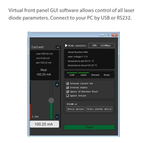 Model SF6100 Laser Diode Driver Software
