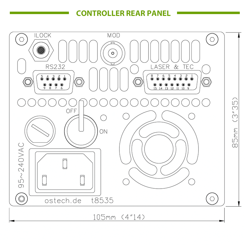 Rear Panel Diagram of Laser Diode Controller