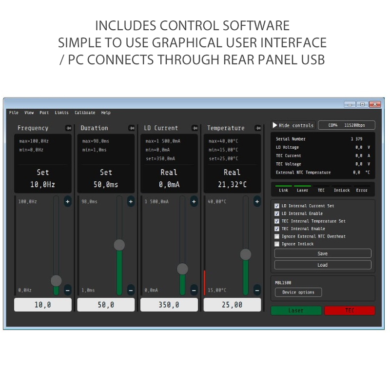 lds laser diode driver software screen capture