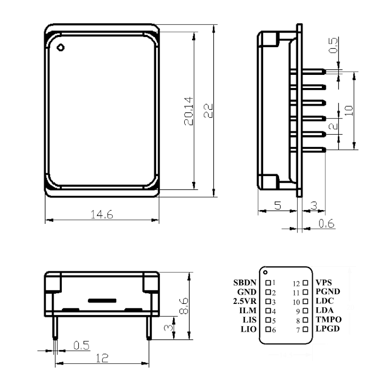 OEM Laser Diode Driver Dimensions