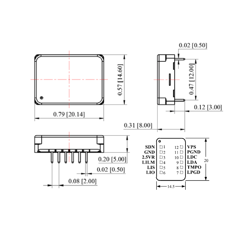 1000mA Low-Noise Package Dimensions