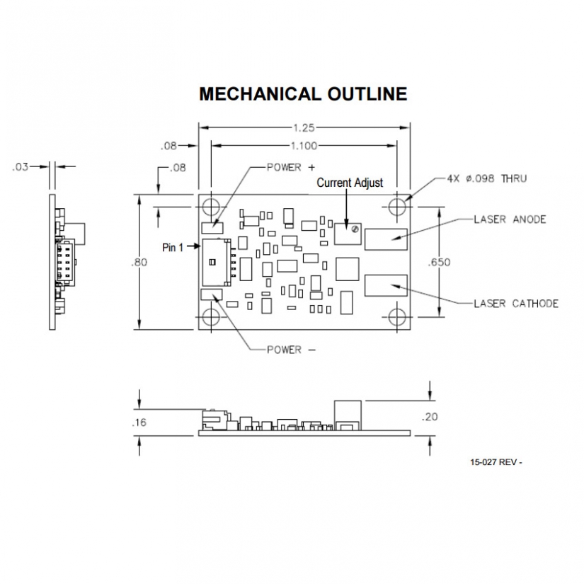 10 Amp QCW Laser Diode Driver Dimensions