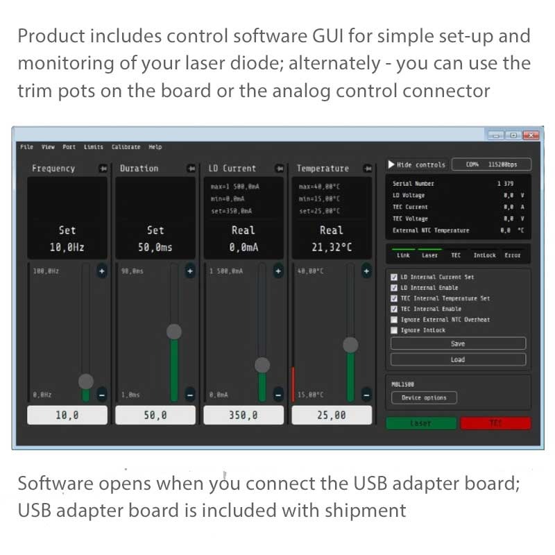 laser diode control software GUI