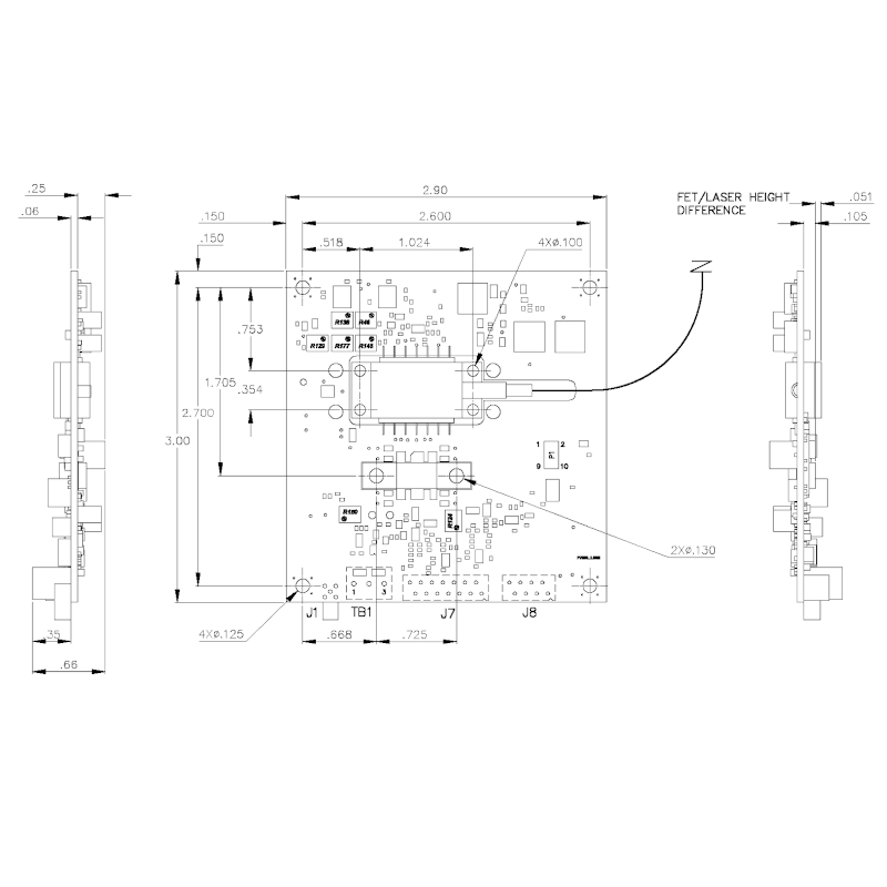 2500mA Pulsed Laser Controller Dimensions